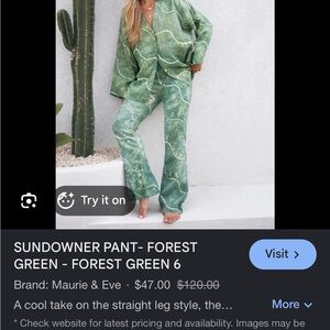 ISO Maurie + Eve Green Abstract Straight-Leg Pants